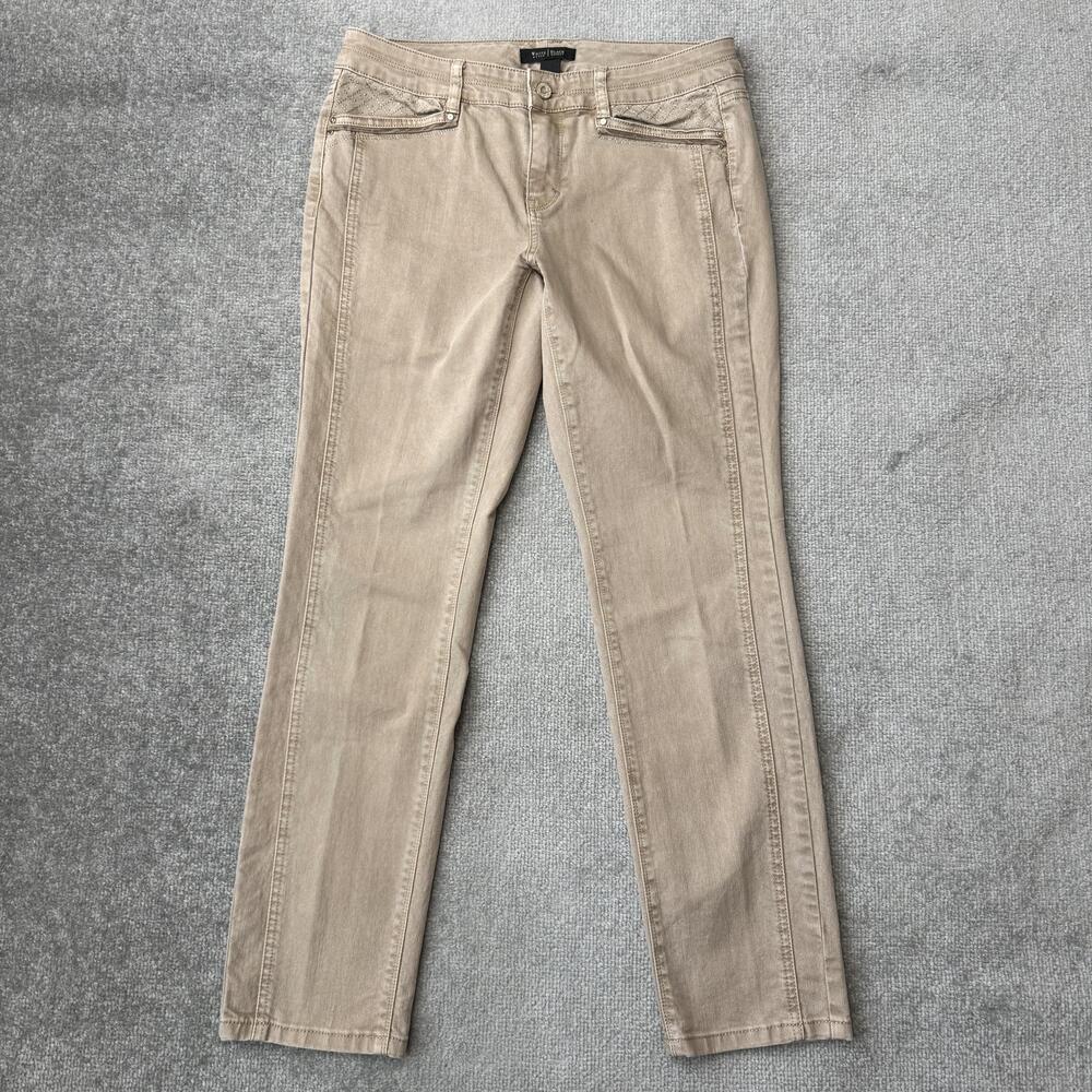 White House Black Market Jeans Womens 6R Blanc Beige Slim Ankle Stretch Studded